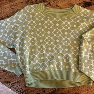 Hollister Green Floral Easy Crew Sweater